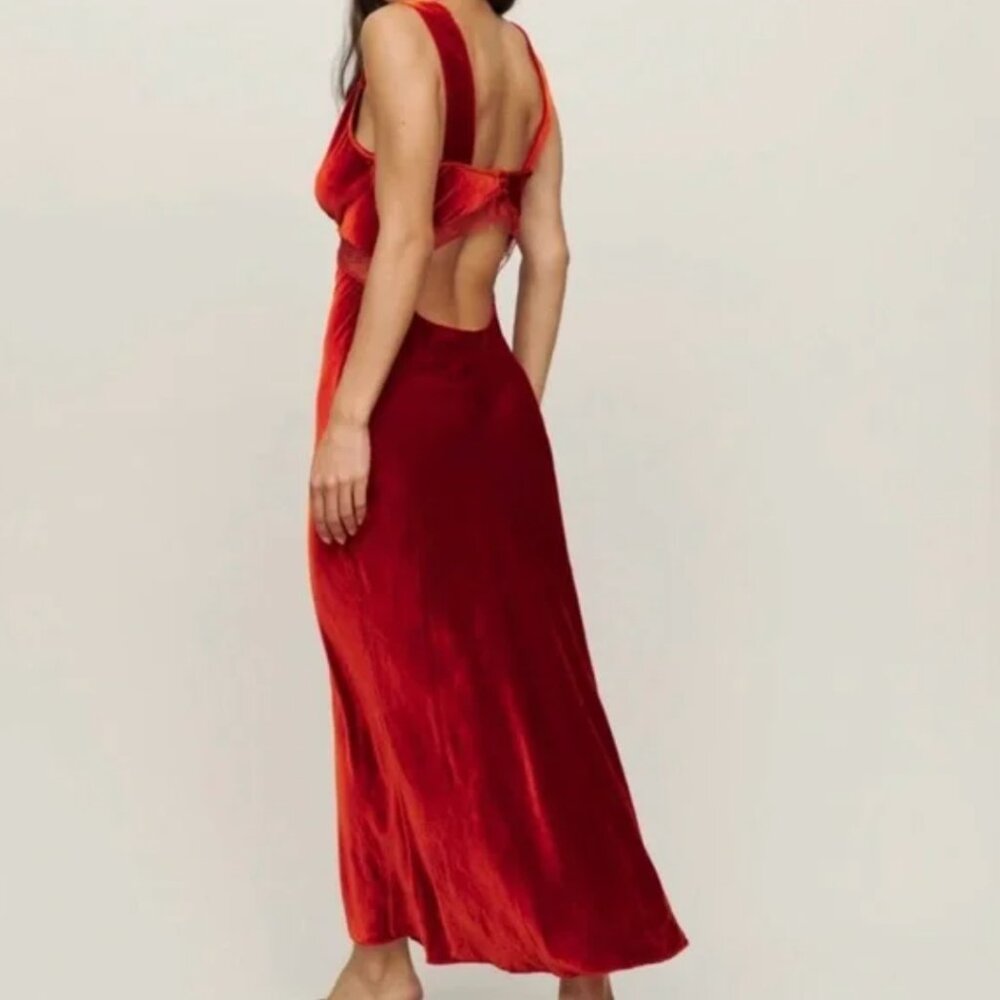 REFORMATION Lorenzo Velvet Lace Dress Size Large - Picture 2 of 11